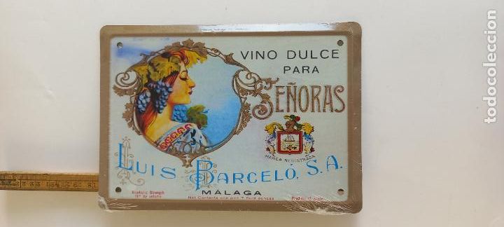 Posters: VINO DULCE PARA SE&Ntilde;ORAS LUIS BARCELO MALAGA CARTEL CHAPA PUBLICITARIA. LOS ANUNCIOS DE TU VIDA
