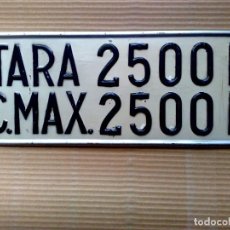 Affissi: PLACA MATRICULA DE PESO,TARRA 2500K-C.MAX.2500K DE METAL TROQUELADO,MODELO REGISTRADO (34,5CM.X 14CM. Lote 312514958
