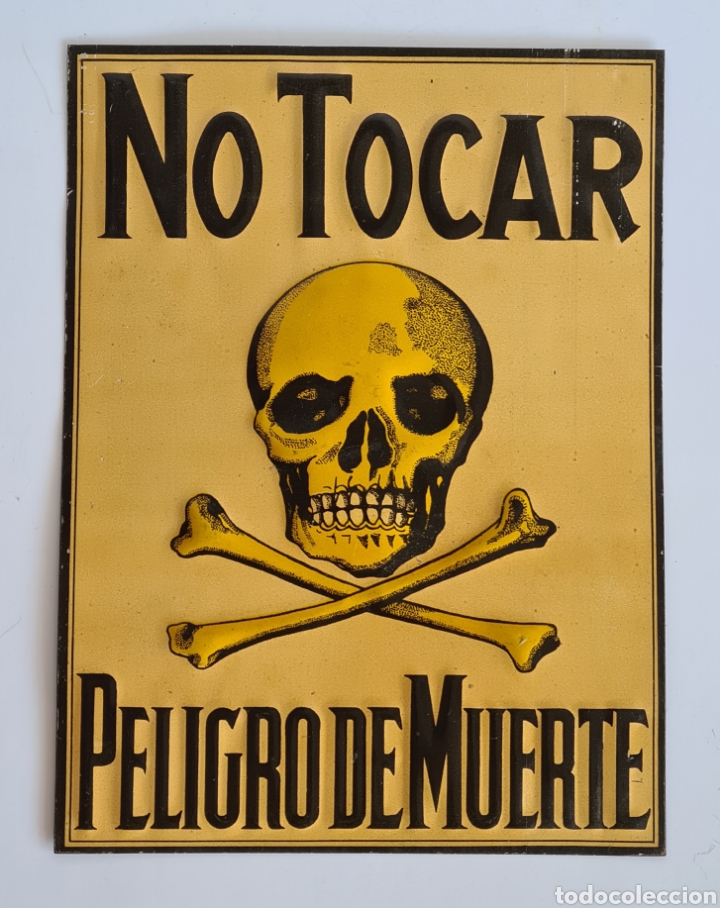 Affiches: Antigua Placa Litograf&iacute;ada Calavera No Tocar Peligro de Muerte - Decoraci&oacute;n Hidroel&eacute;ctrica Ampurdan