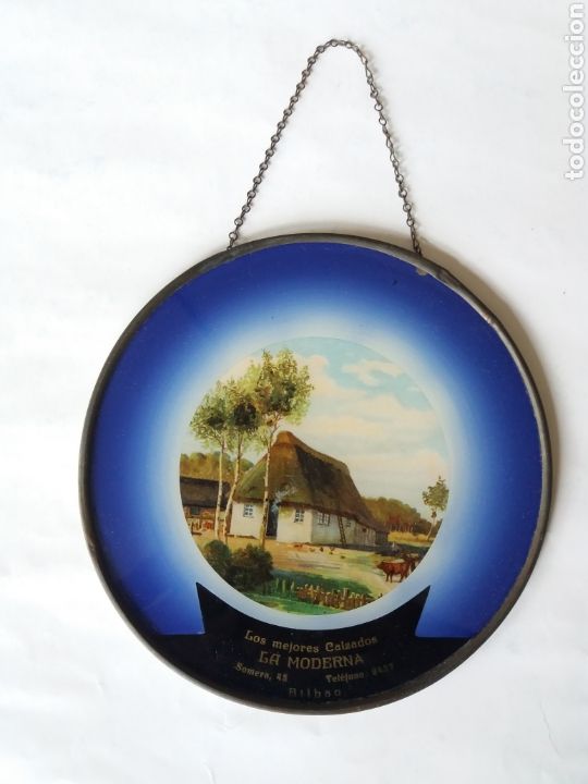 Affiches: CRISTAL PUBLICITARIO CALZADOS LA MODERNA CALLE SOMERA 43 BILBAO. REDONDO ENNARCADO. A&Ntilde;OS 30