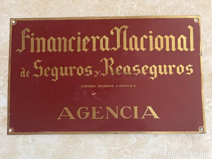 Carteles: Placa Chapa Financiera Nacional de Seguros y Reaseguros Agencia - Foto 1