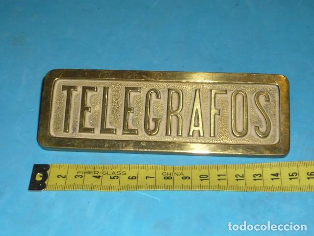 Carteles: Antigua Chapa Telegrafos en bronce - Foto 9