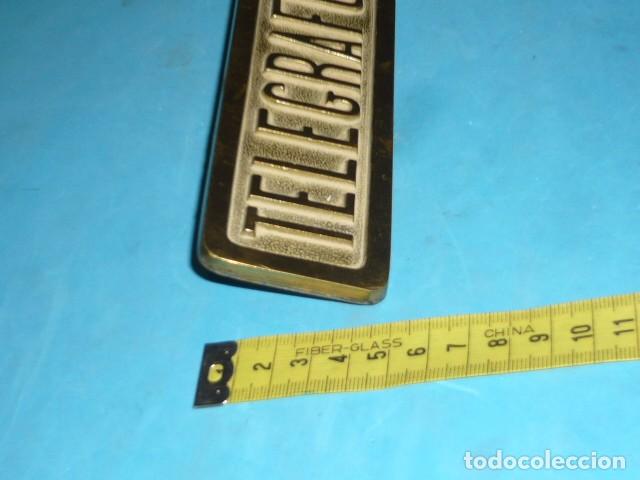 Carteles: Antigua Chapa Telegrafos en bronce - Foto 10