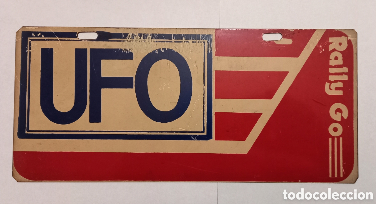 Posters: Chapa patente litografiada decorativa retro con publicidad UFO Rally Go