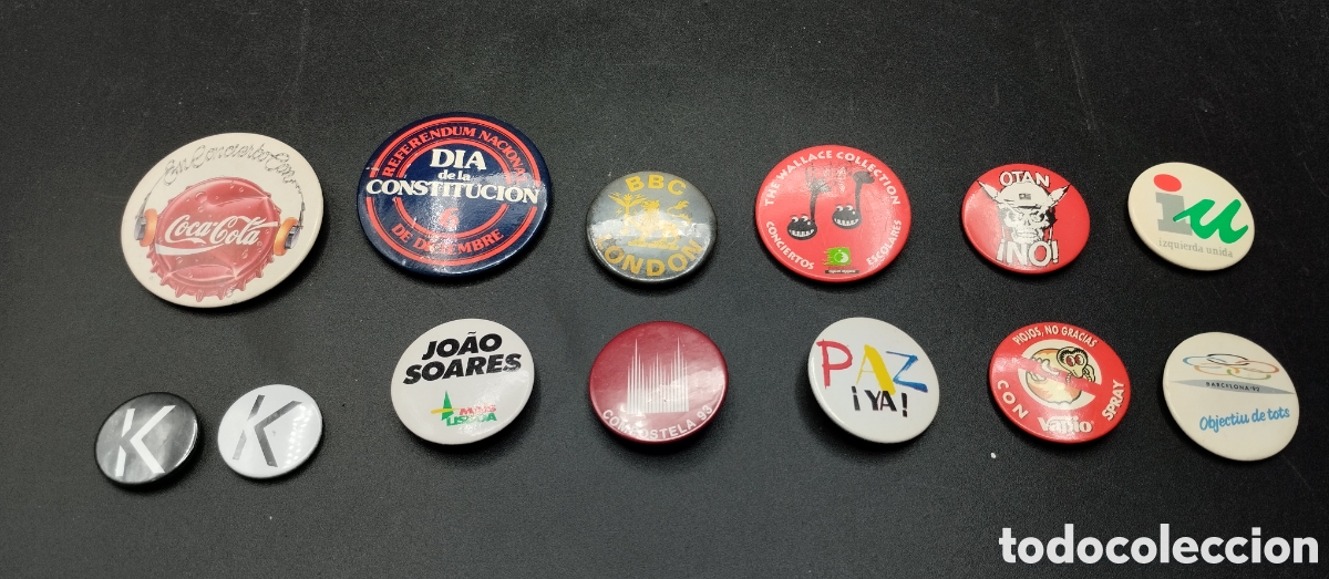 Posters: Colecci&oacute;n chapas publicidad coca cola , OTAN NO , etc tama&ntilde;o peque&ntilde;o mediano y grande