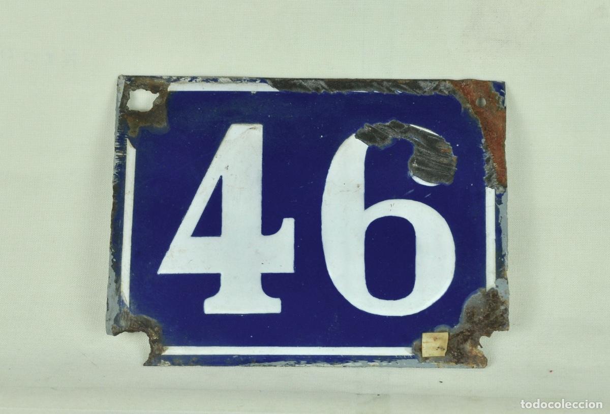 Carteles: Chapa metal esmaltado numero 46