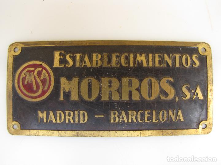 Posters: 46.- Placa lat&oacute;n establecimientos Morros S.A. Madrid. Barcelona. Molinos de harinas