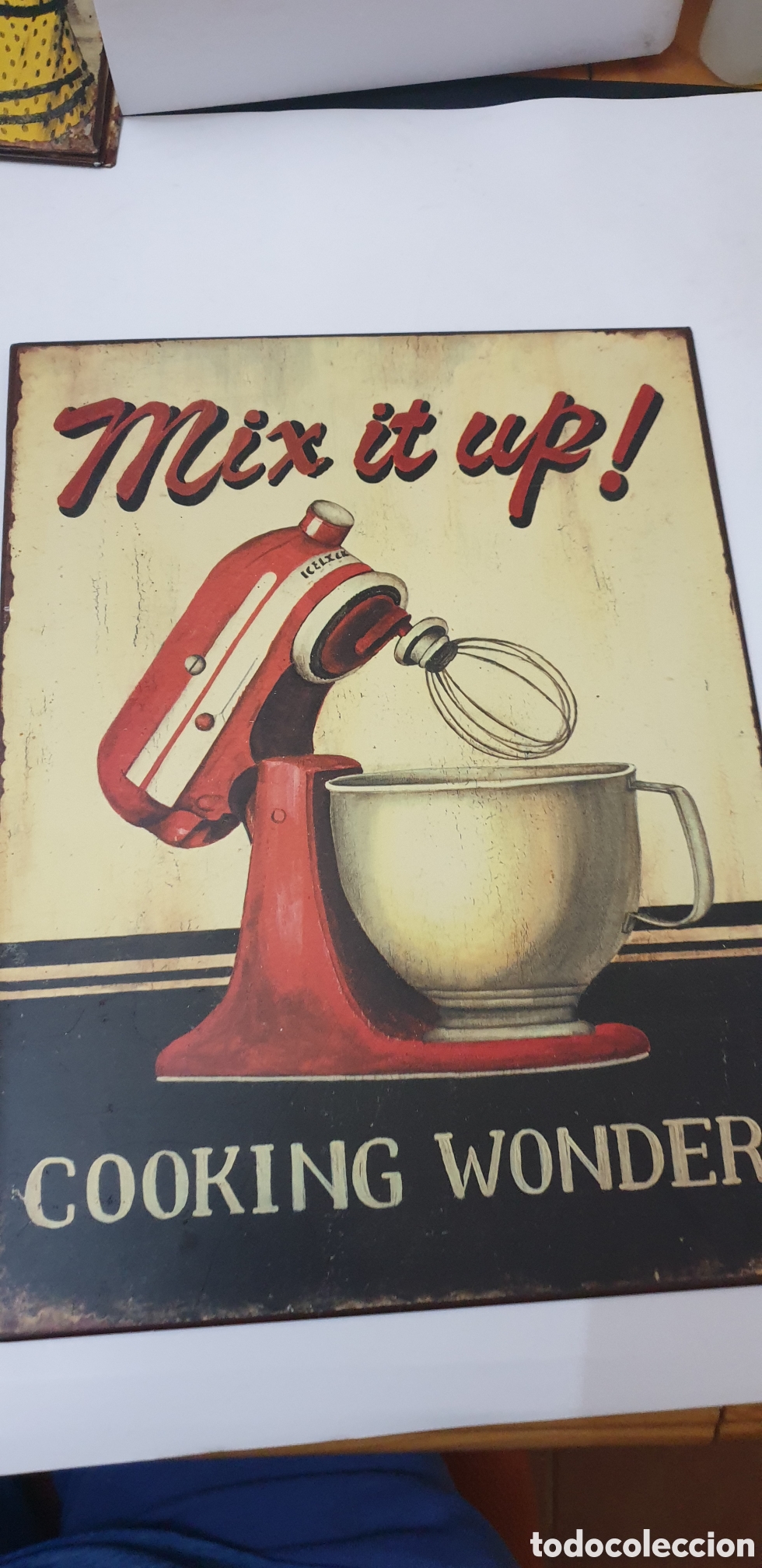 Plakate: Cartel met&aacute;lico estilo vintage batidora