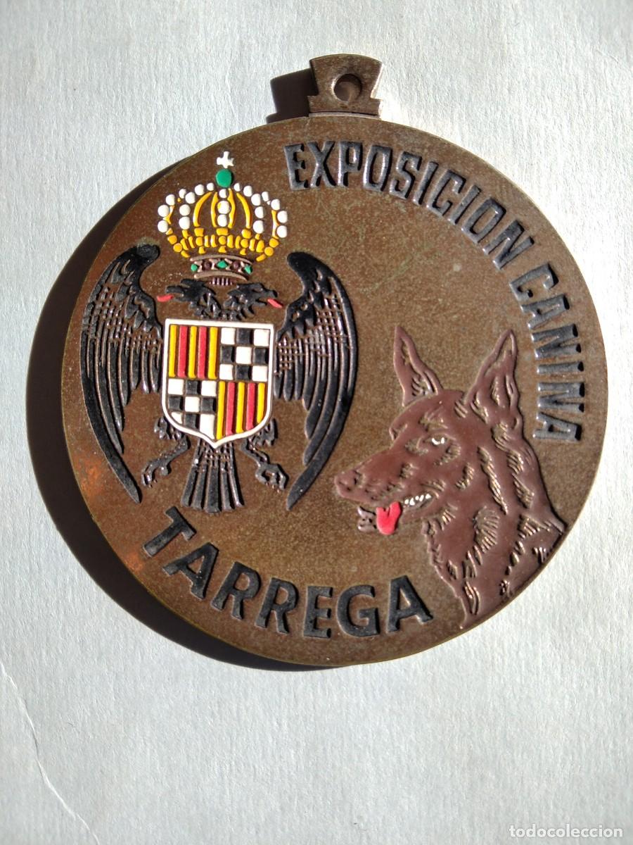 Affiches: PLACA MET&Aacute;LICA ANTIGUA,EXPOSICI&Oacute;N CANINA DE TARREGA,ESCUDO ESMALTADO Y AGUILA BIC&Eacute;FALO (DESCRIPCI&Oacute;N)