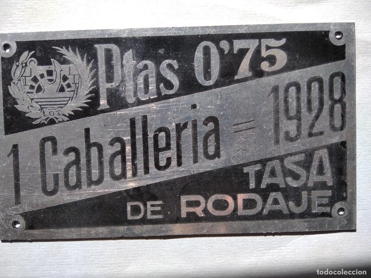 Plakate: ANTIGUA PLACA TASA RODAJE 1 CABALLERIAS (PTAS.0'75) &iexcl;&iexcl; A&Ntilde;O 1928 !!