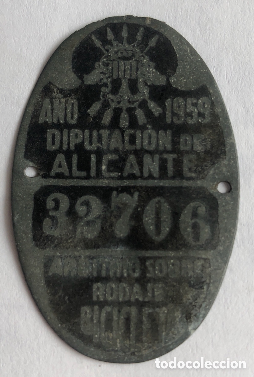 Posters: MATRICULA - ARBITRIO DE RODAJE - BICICLETA - ALCANTE - A&Ntilde;O 1959.