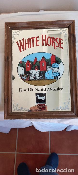 Posters: Caballo Blanco White Horse Fine Old Scotch Wisky CUADRO ESPEJO CARTEL PUBLICITARIO PARA PUB BAR