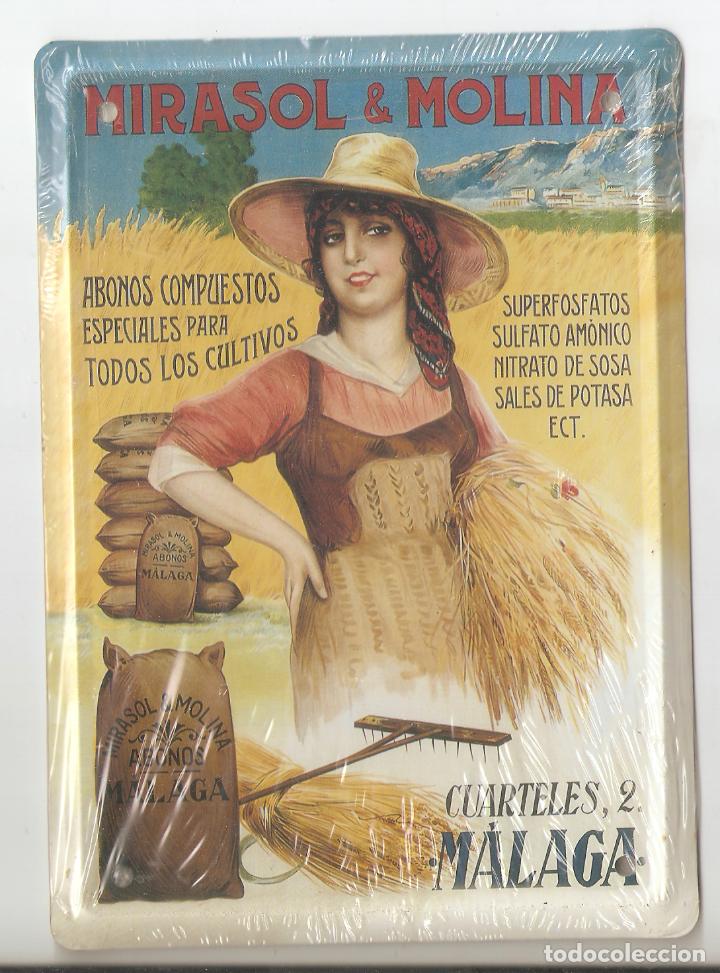 Posters: Mirasol Molina. M&aacute;laga. Chapa litografiada. 12,5 x 17,5 cms. .Vell i Bell