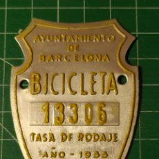 Carteles: MATRÍCULA BICICLETA BARCELONA 1955. TASA DE RODAJE. Lote 401385904