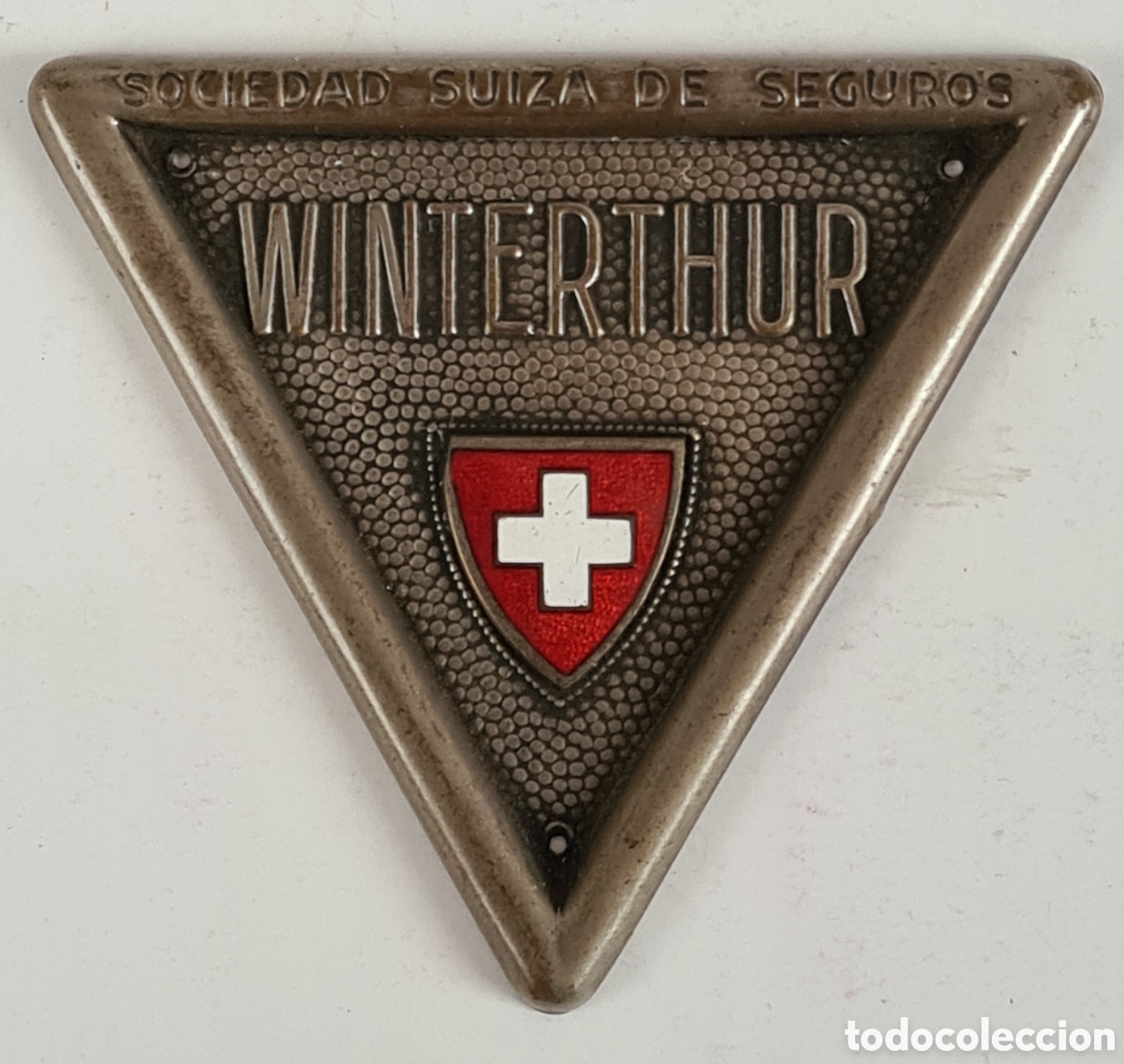 Posters: Antigua Placa Publicidad Sociedad Suiza de Seguros Winterthur - Coches Seguros - Metal Esmalte Swiss