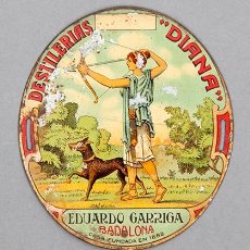 Carteles: DESTILERIAS DIANA - BADALONA - CASA FUNDADA EN 1882 - PLACA PUBLICITARIA