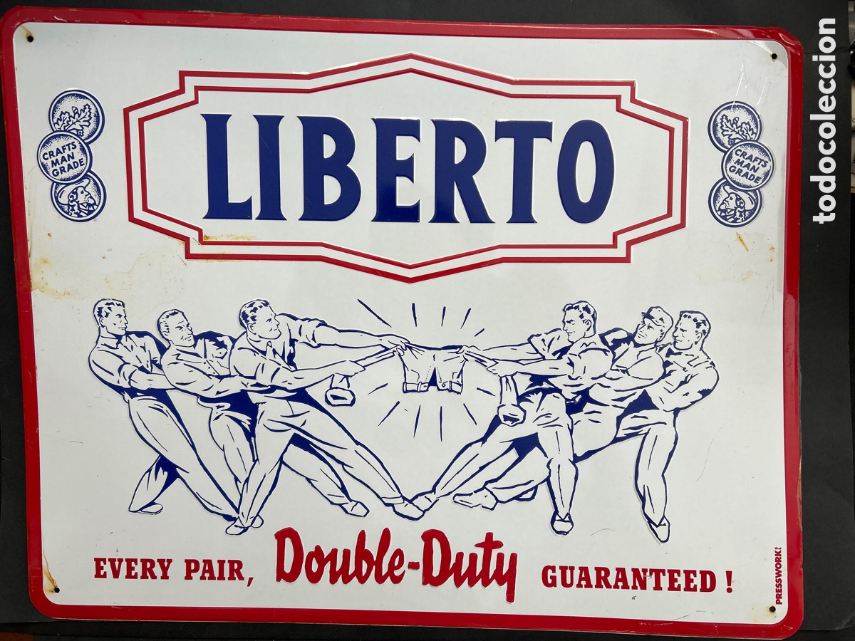 Affiches: Cartel publicitario de chapa, Liberto, a&ntilde;os 80, jeans