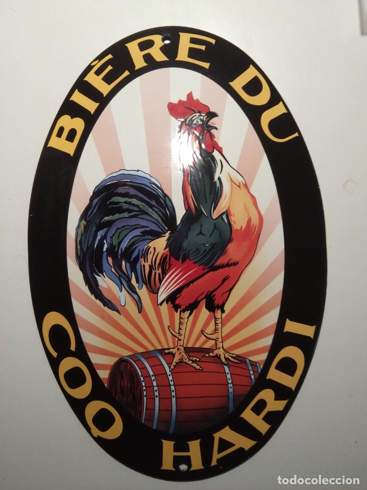 Carteles: CHAPA ESMALTADA COQ HARDI BIERE - Foto 1