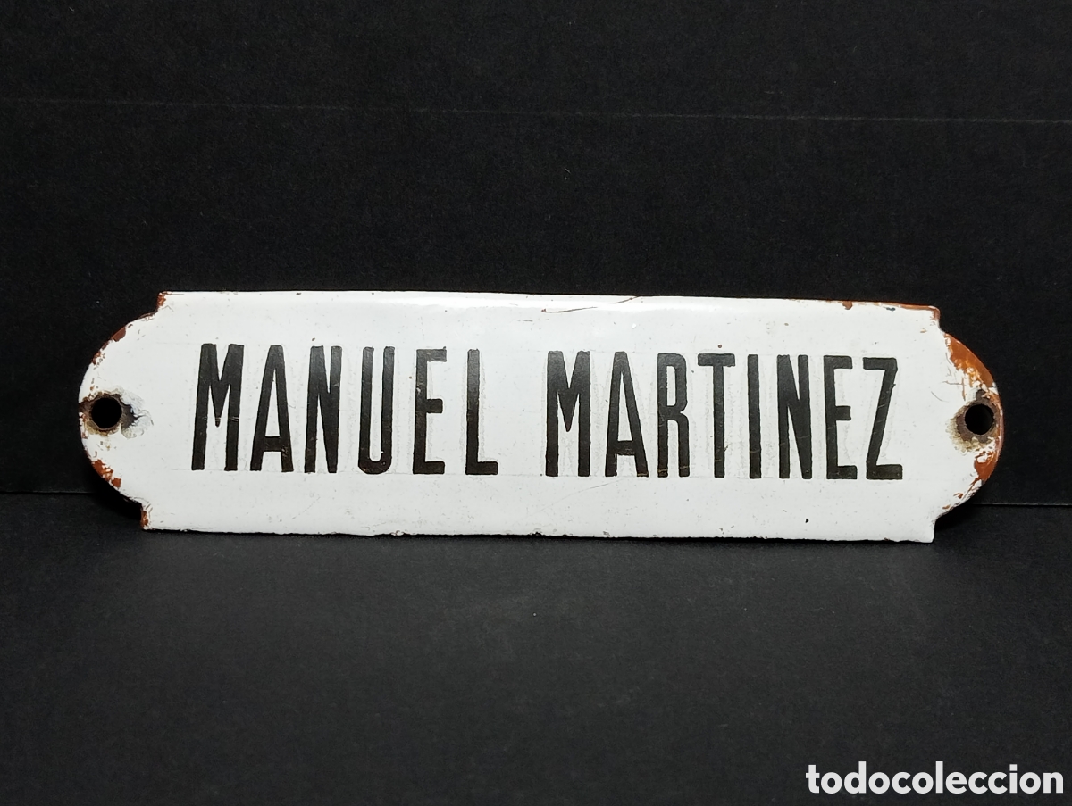 Carteles: ANTIGUO LETRERO PLACA EN CHAPA ESMALTADA - MANUEL MARTINEZ - Foto 1