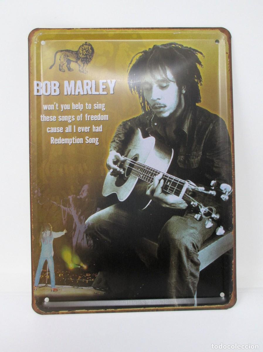 Carteles: Placa, Cartel, Chapa Met&aacute;lica de Bob Marley - 21 x 15 cm