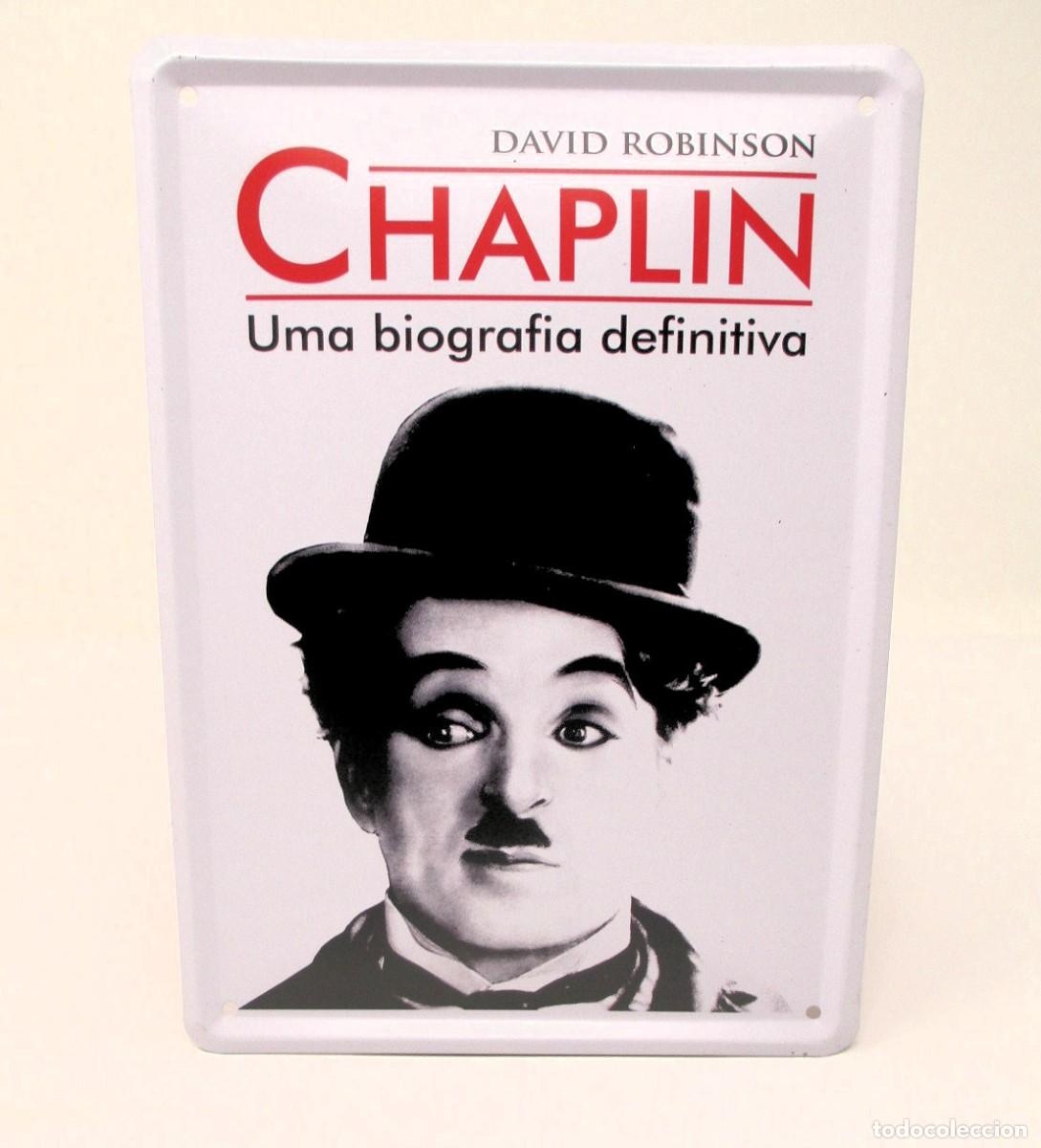 Carteles: Placa, Cartel, Chapa Met&aacute;lica de 21 x 15 cm. - Charles Chaplin