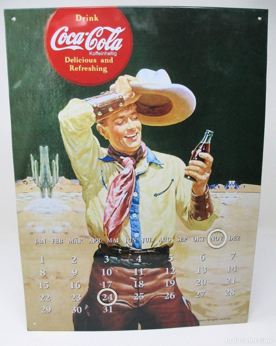 Carteles: Cartel, Placa, Chapa met&aacute;lica COCA COLA - CALENDARIO PERPETUO - 40 x 30 cm.