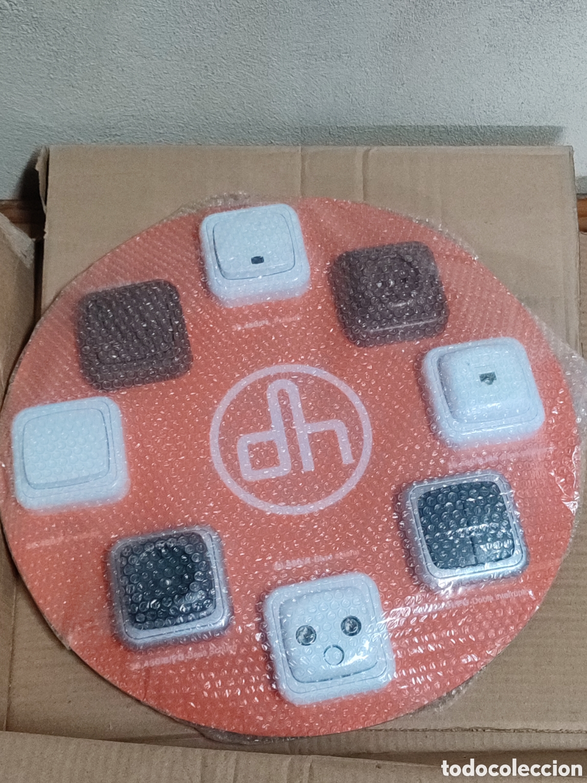 Posters: Cartel expositor vintage para mostrador de 8 mecanismos electro DH , Schuko, nuevo en su caja.