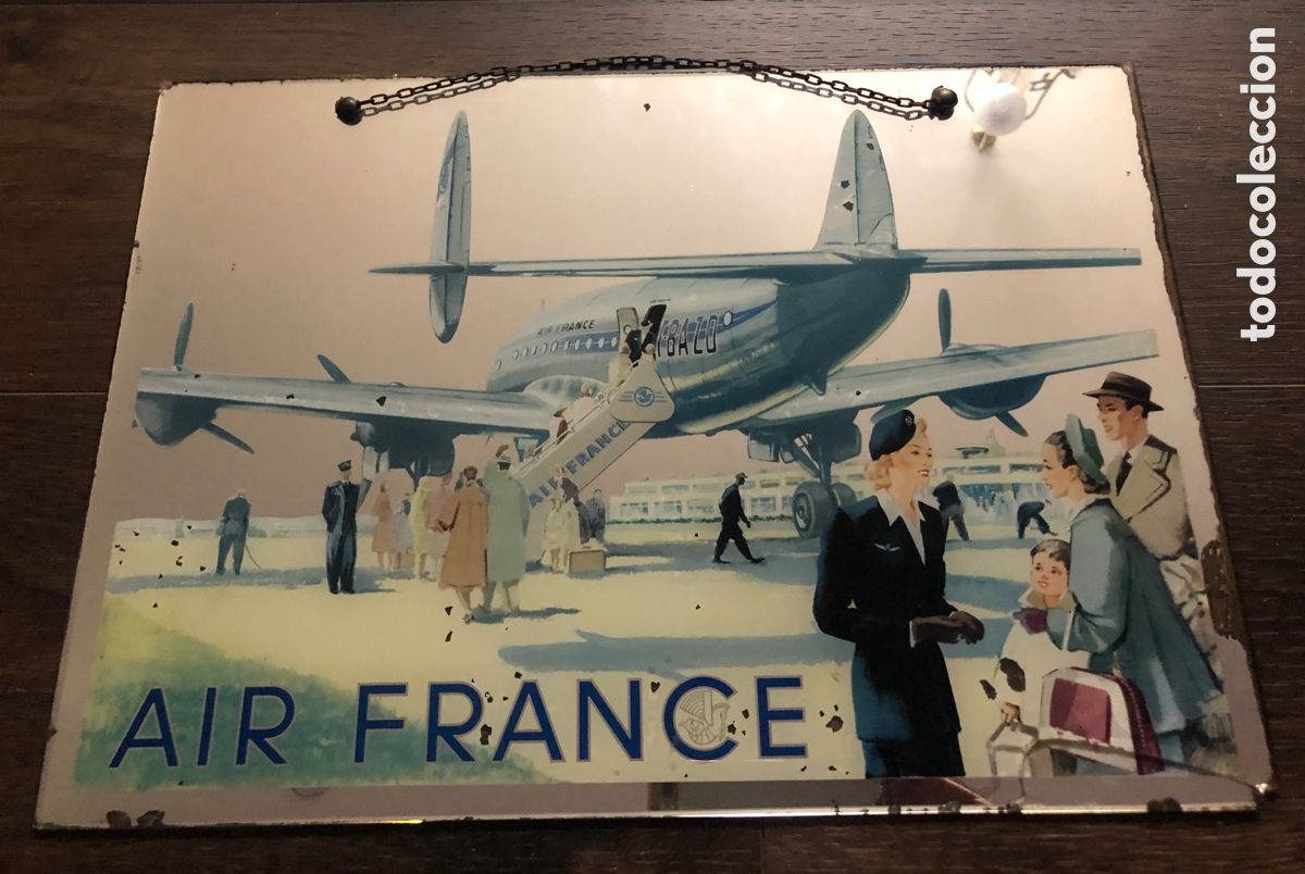 Affiches: Antigua Publicidad Air France en espejo de Cristal