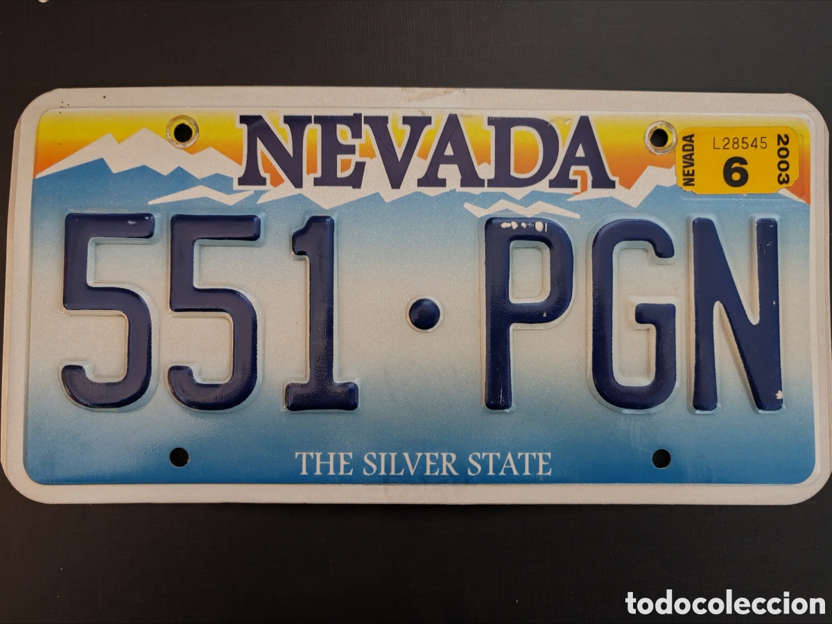Affiches: Antigua matr&iacute;cula original de Estados Unidos. USA United States. Estado NEVADA. A&Ntilde;O 2003.
