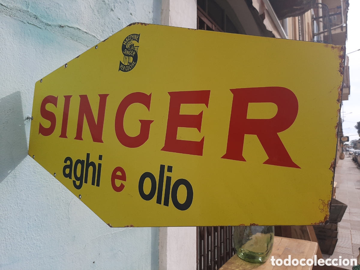 Carteles: Chapa esmaltada doble cara SINGER 1950 - Foto 7