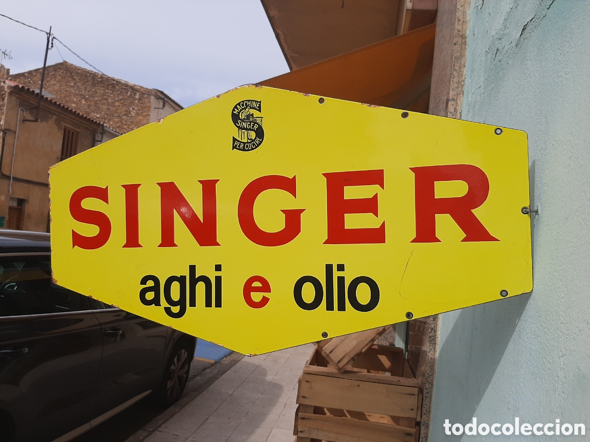 Carteles: Chapa esmaltada doble cara SINGER 1950 - Foto 12
