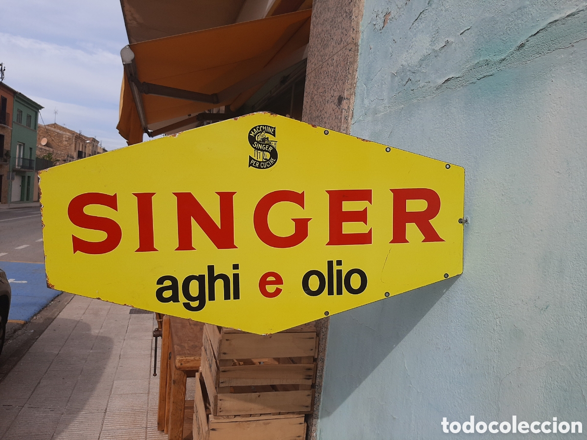 Carteles: Chapa esmaltada doble cara SINGER 1950 - Foto 13