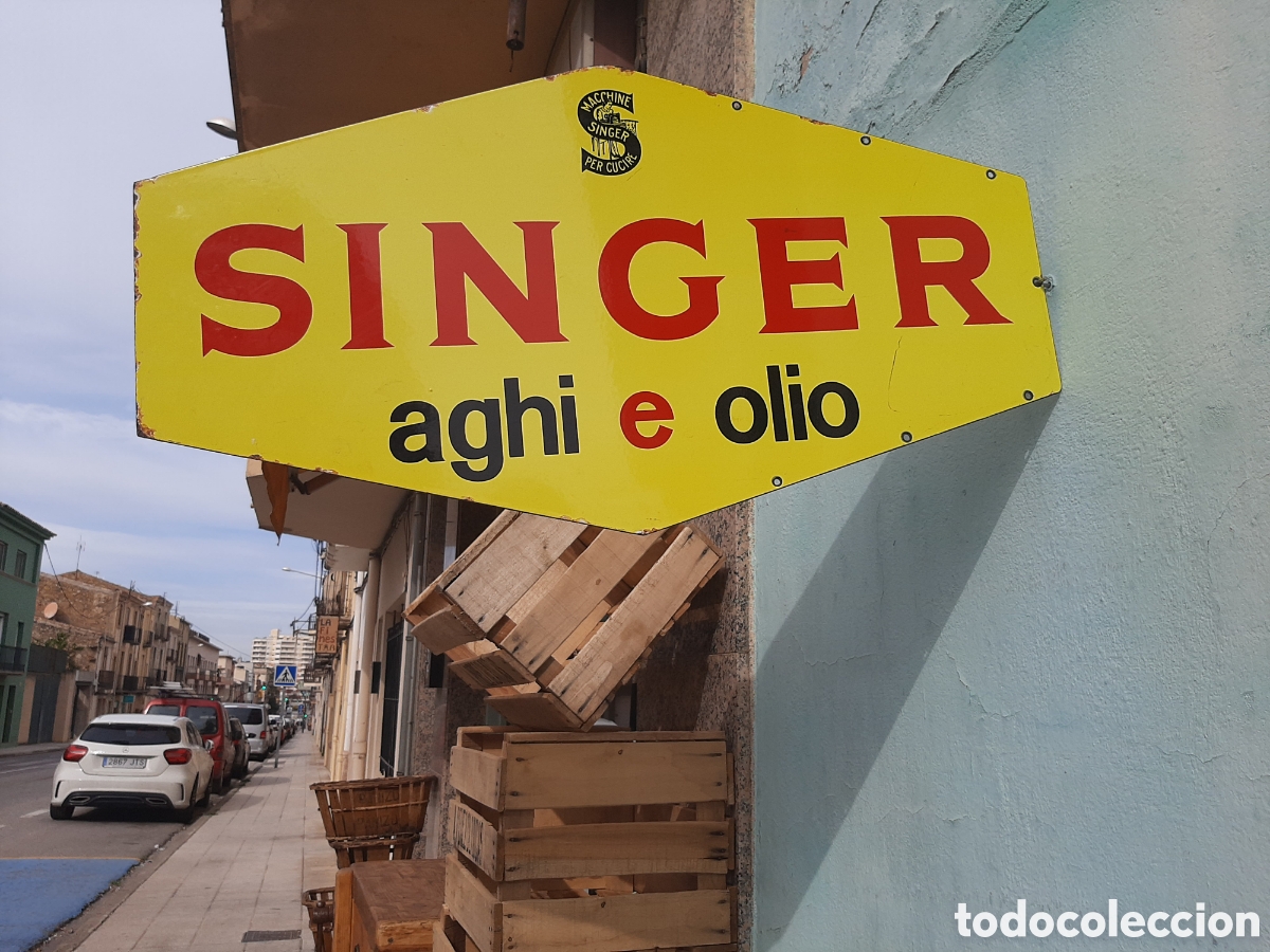 Carteles: Chapa esmaltada doble cara SINGER 1950 - Foto 14