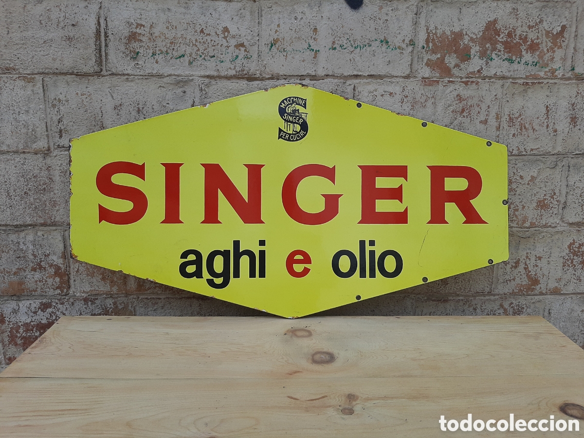 Carteles: Chapa esmaltada doble cara SINGER 1950 - Foto 15