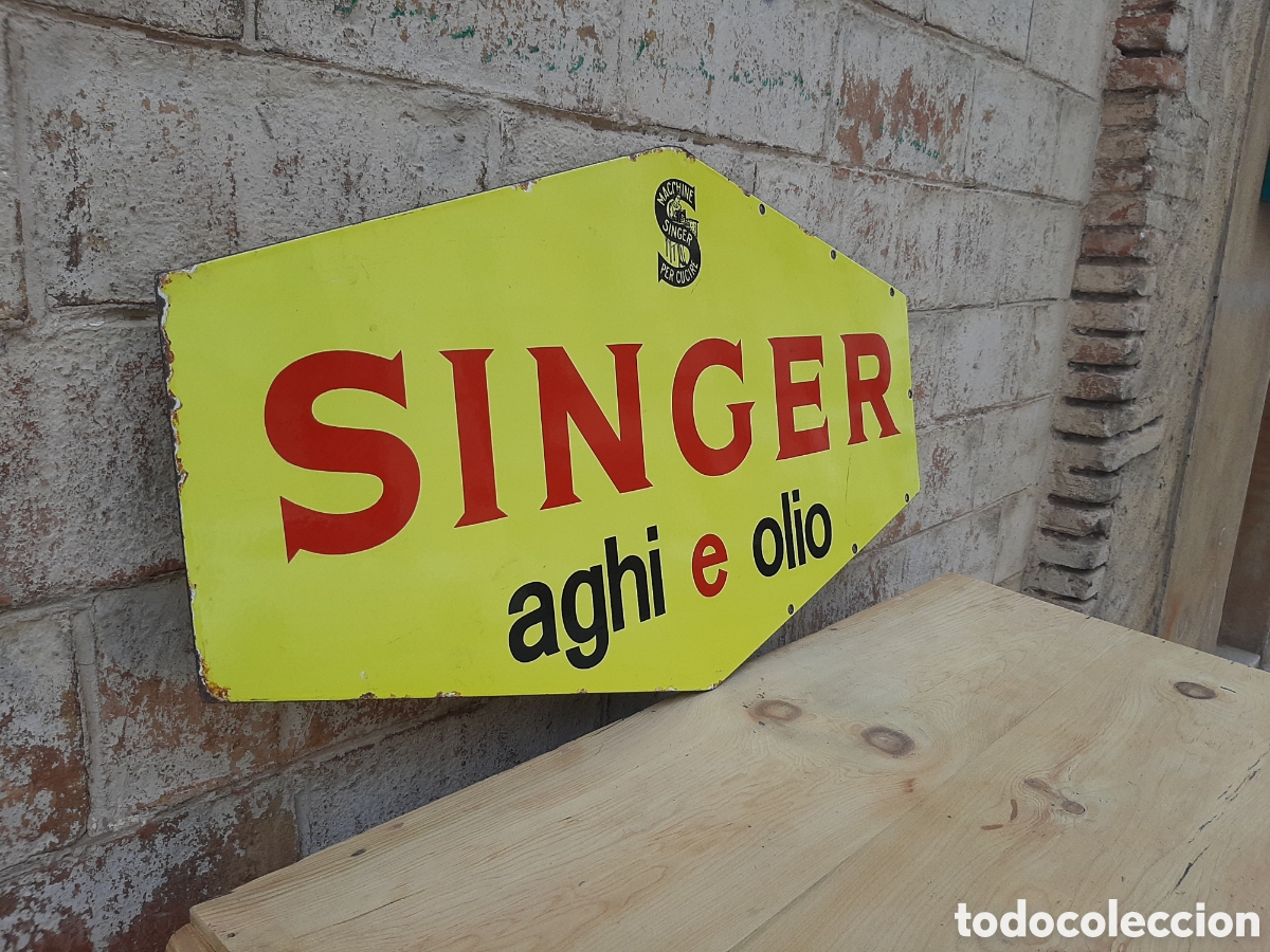 Carteles: Chapa esmaltada doble cara SINGER 1950 - Foto 16