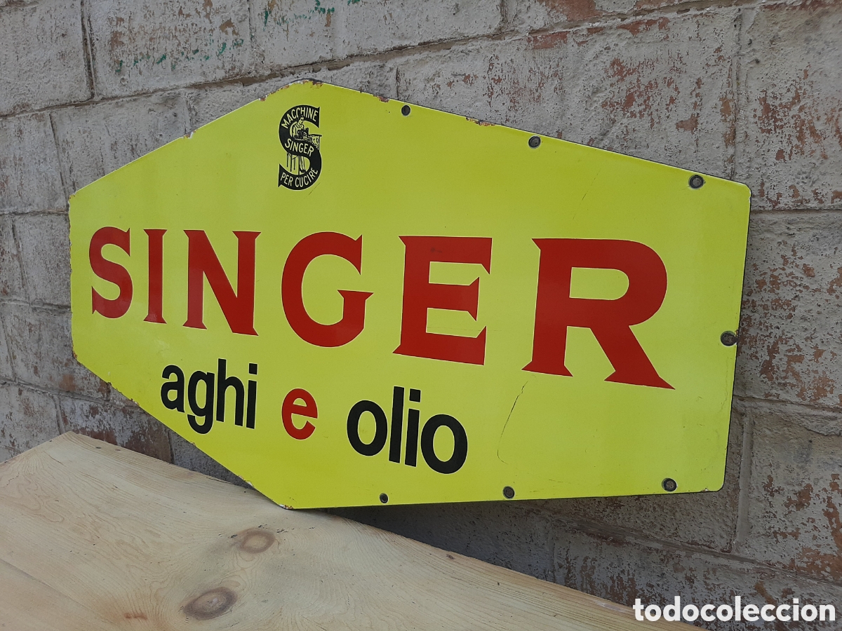 Carteles: Chapa esmaltada doble cara SINGER 1950 - Foto 18