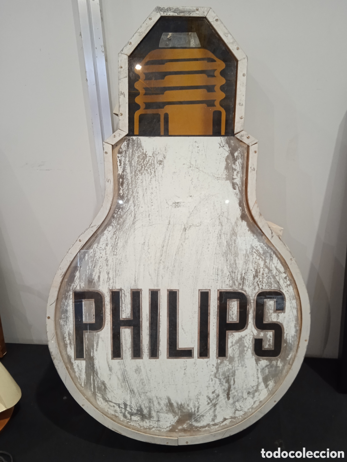 Carteles: ANTIGUO CARTEL ROTULO BOMBILLA PHILIPS - Foto 1