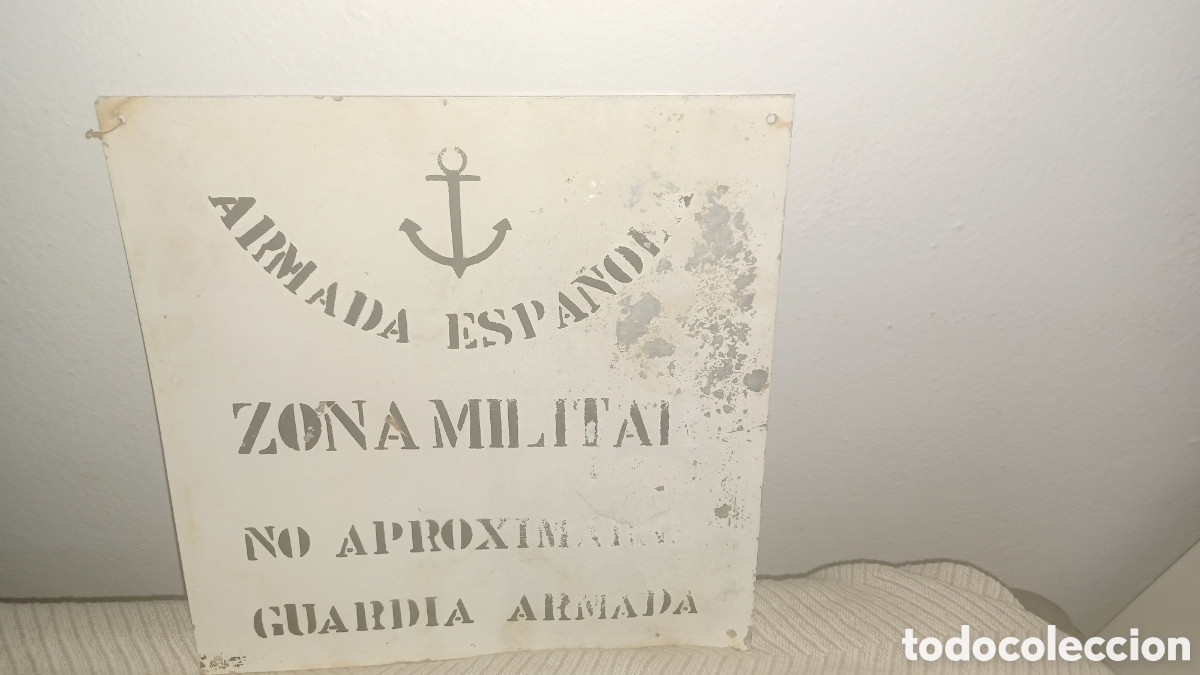 Plakate: Antigua placa metalica zona militar de la armada espa&ntilde;ola