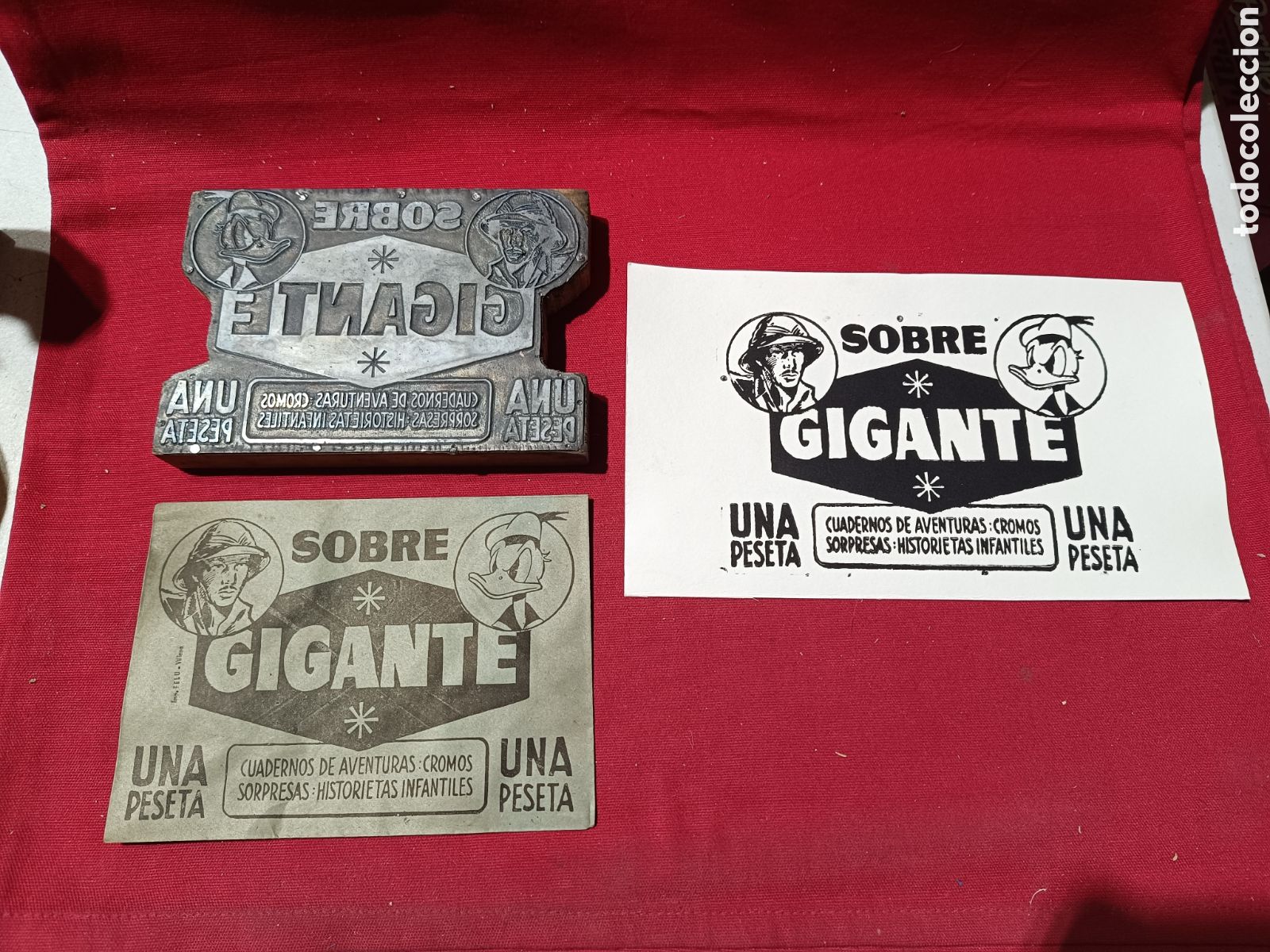 Affiches: &Uacute;nico en TC PLANCHA PARA IMPRIMIR SOBRE GIGANTE SORPRESAS UNA PESETA CON SOBRE DE LA EPOCA ORIGINAL