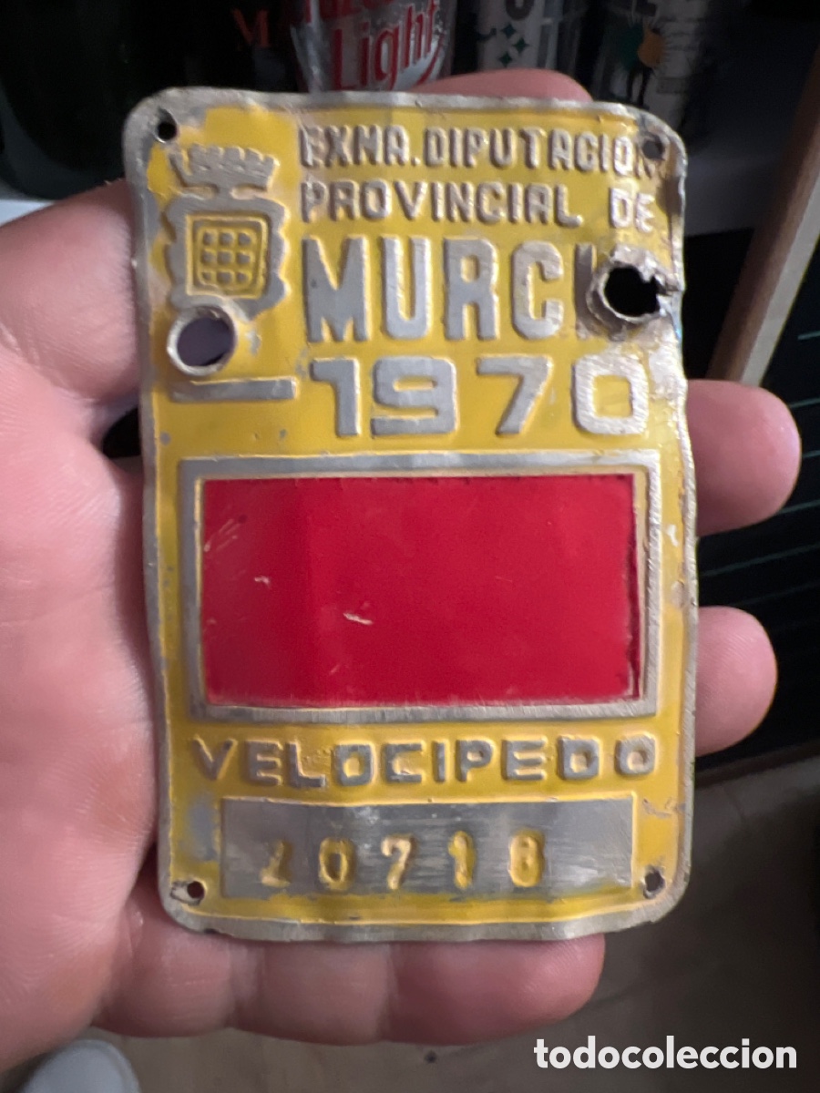 Plakate: ANTIGUA PLACA MATRICULA VELOCIPEDO MURCIA A&Ntilde;O 1970