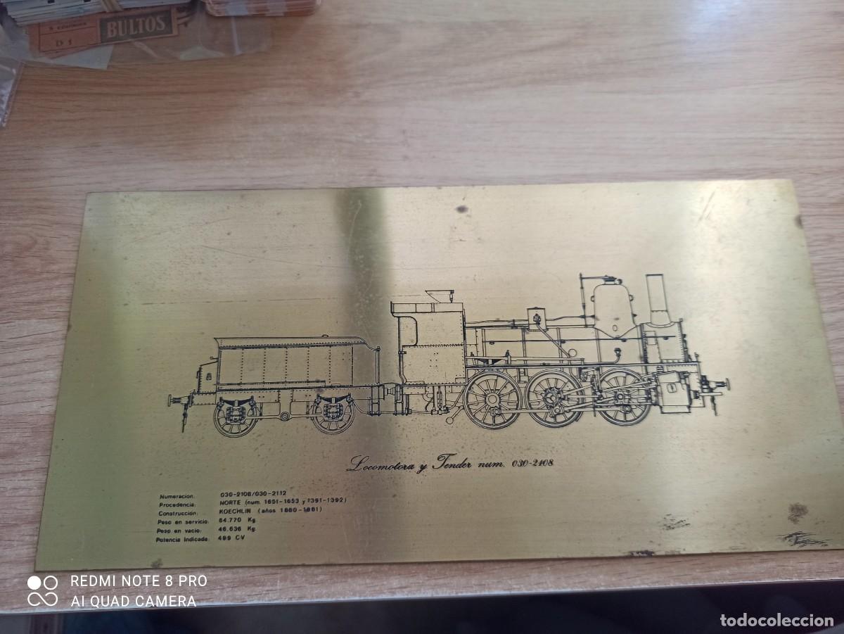 Carteles: Ferrocarril. Placa locomotora Norte - Foto 1