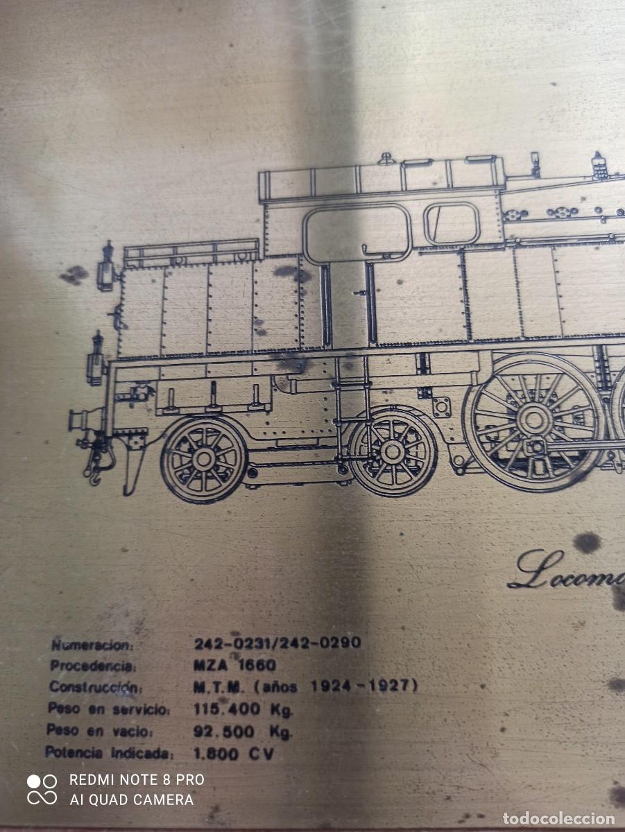 Carteles: Ferrocarril. Placa locomotora MZA. - Foto 2