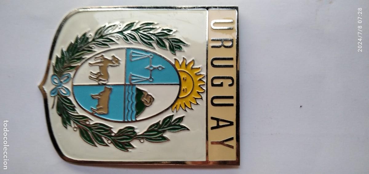 Carteles: PLACA DE METAL ESMALTADA EN RELIEVE DE URUGUAY. - Foto 1