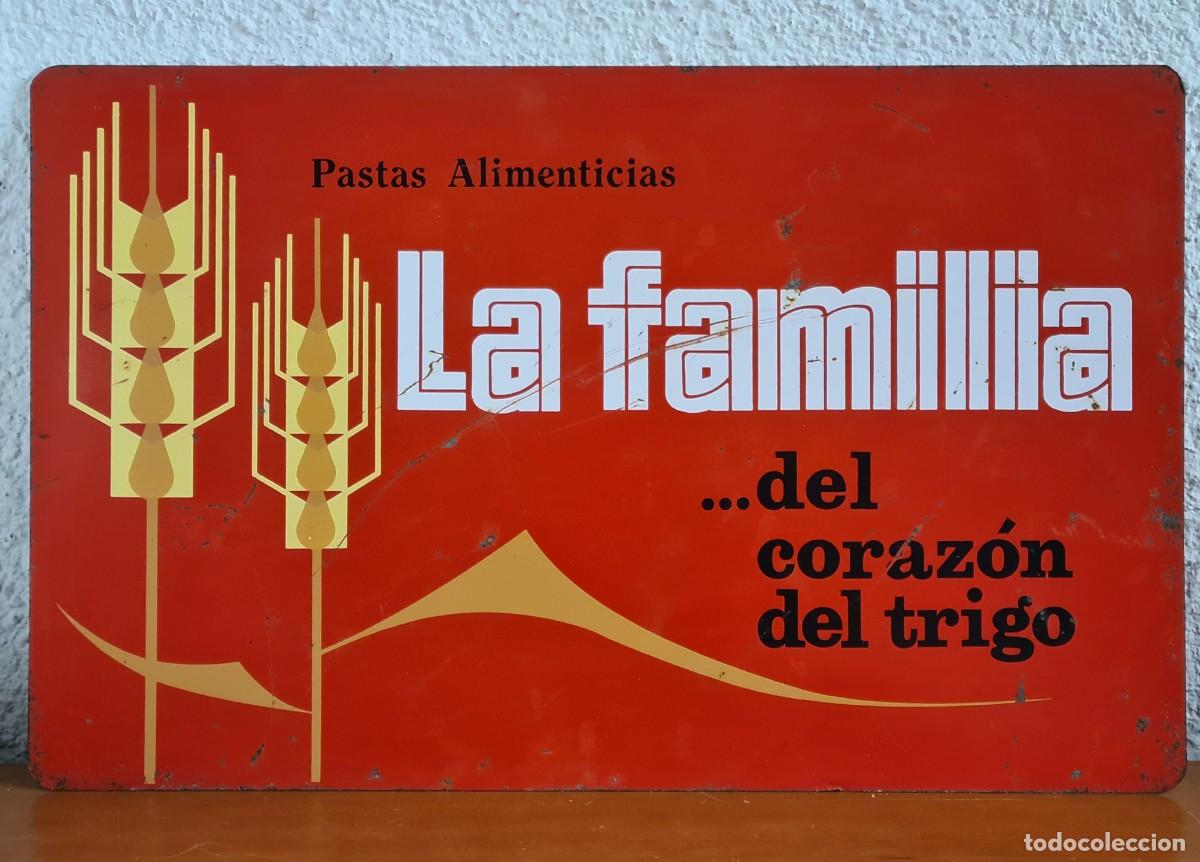 Plakate: Cartel met&aacute;lico Chapa Placa Publicidad La Familia Pastas Alimenticias - Decoraci&oacute;n Retro Trigo