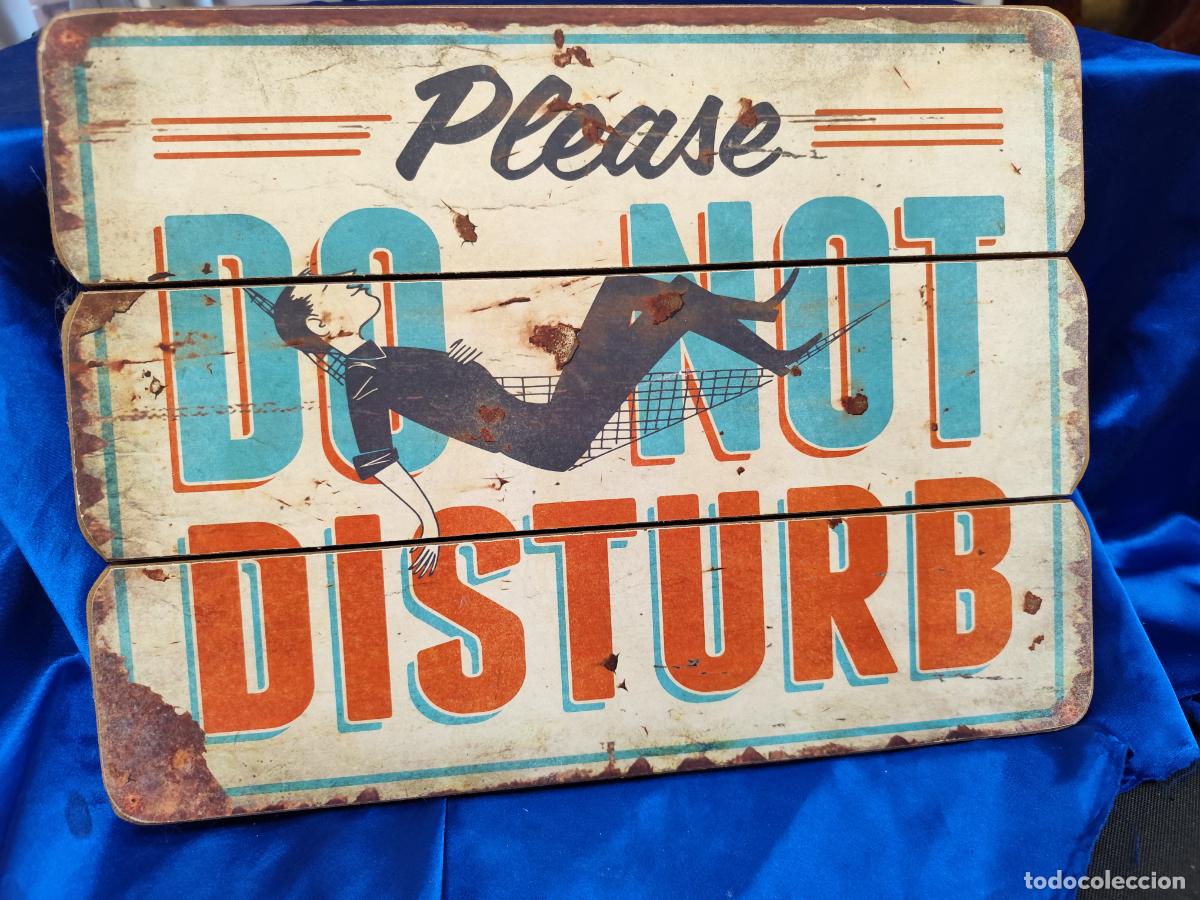 Carteles: CARTEL PLEASE DO NOT DISTURB EN MADERA - Foto 1