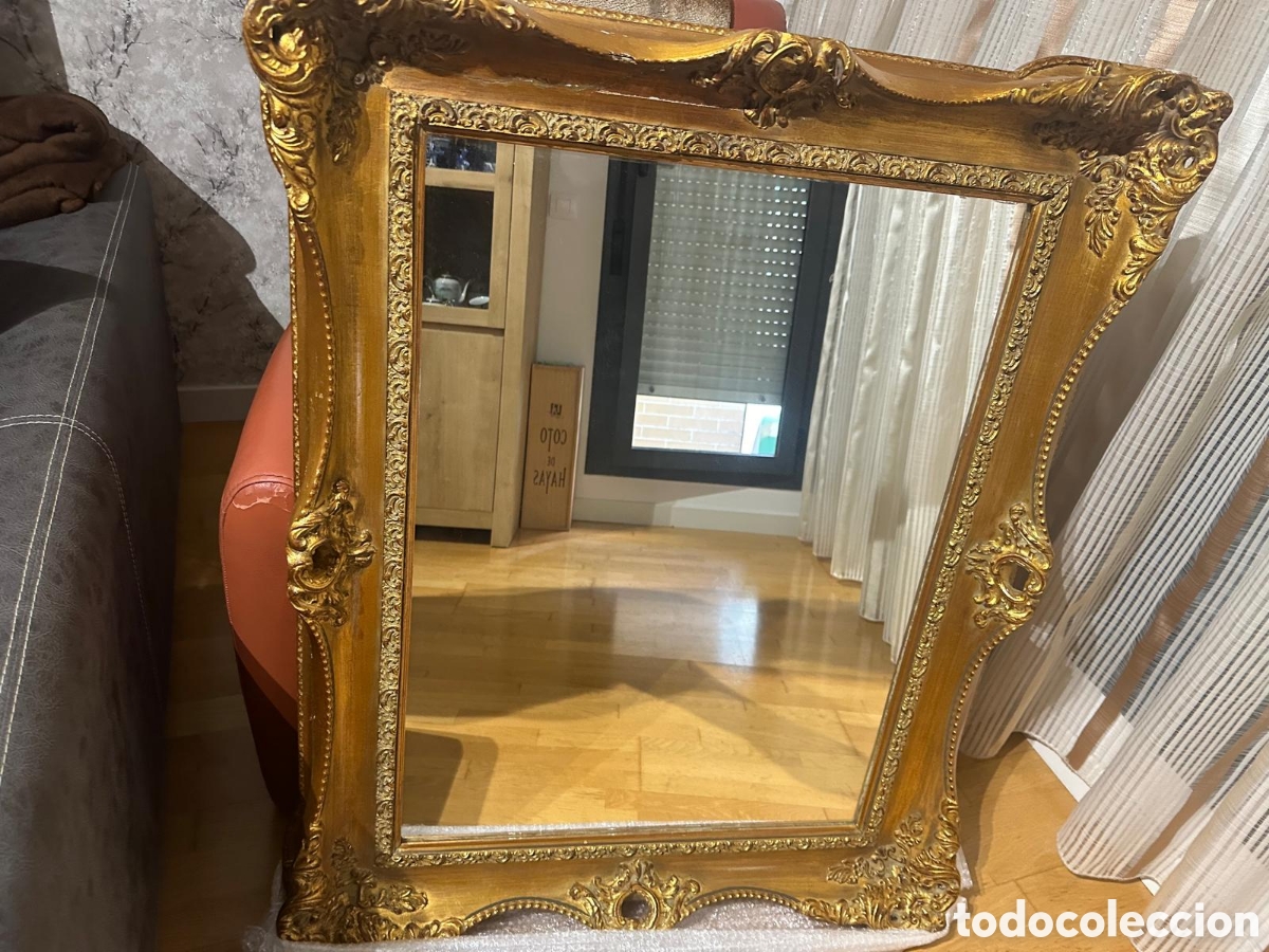 Carteles: Espejo de pared tallado en madera y pan de oro - Foto 6