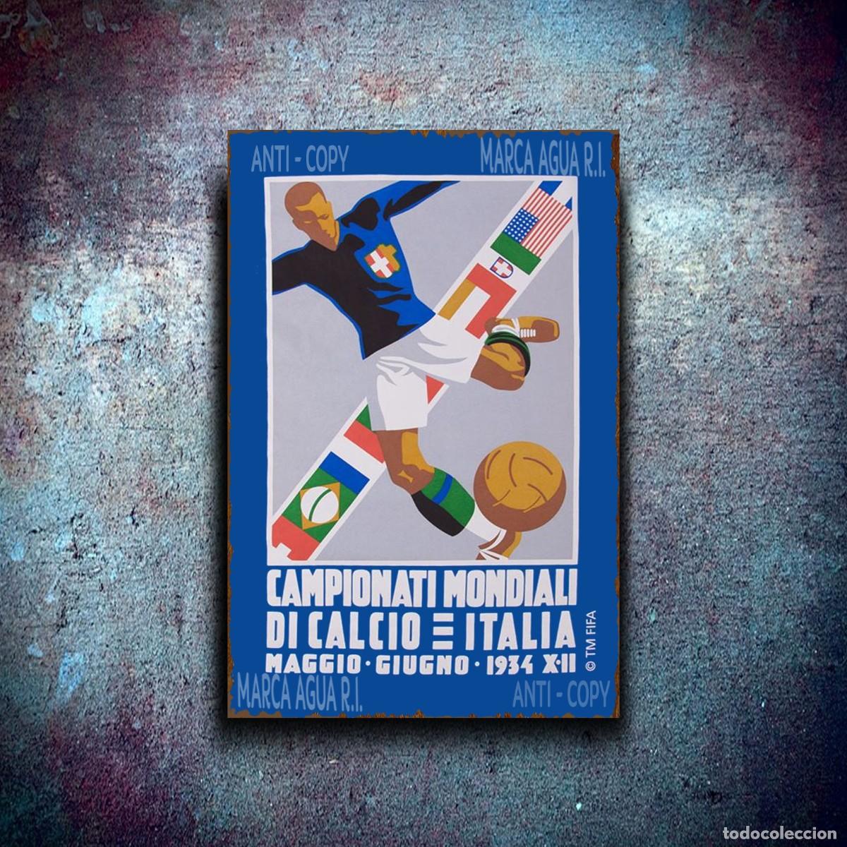 Affiches: Espectacular PLACA met&aacute;lica dedicada al MUNDIALES DE FUTBOL - DECORATIVA METAL CARTEL