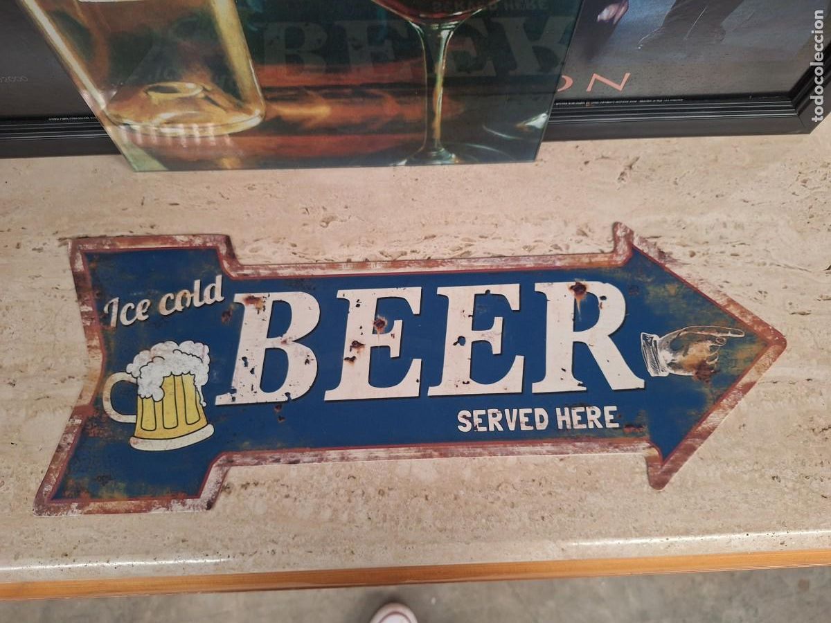 Carteles: Cerveza letrero &rdquo;ICE COLD BEER SERVED HERE&rdquo; - Foto 1