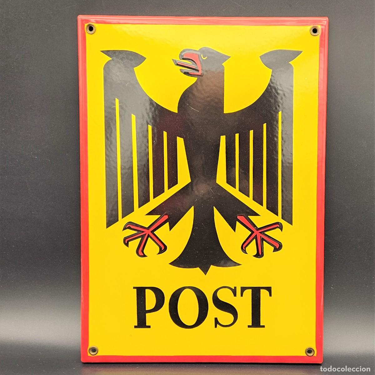 Carteles: Chapa esmaltada &rdquo;Post / Correos&rdquo;. 1950 - 1960 - Foto 1