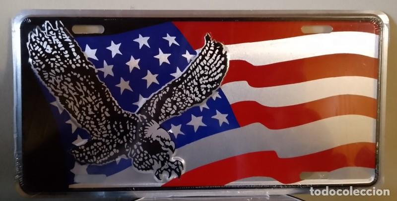 Carteles: Placa met&aacute;lica Eagle USA Flag - Foto 1